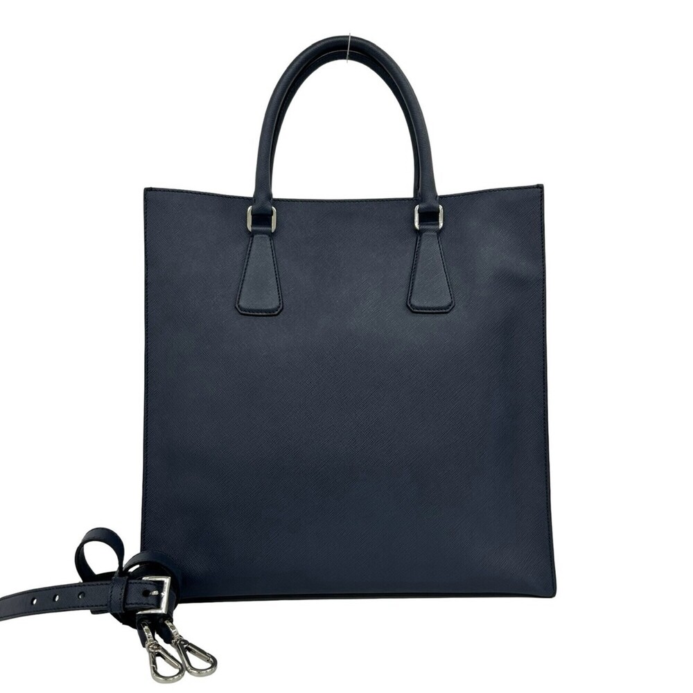 PRADA Prada Triangle Logo Hardware Saffiano Leather Genuine 2-way Handbag Tot...